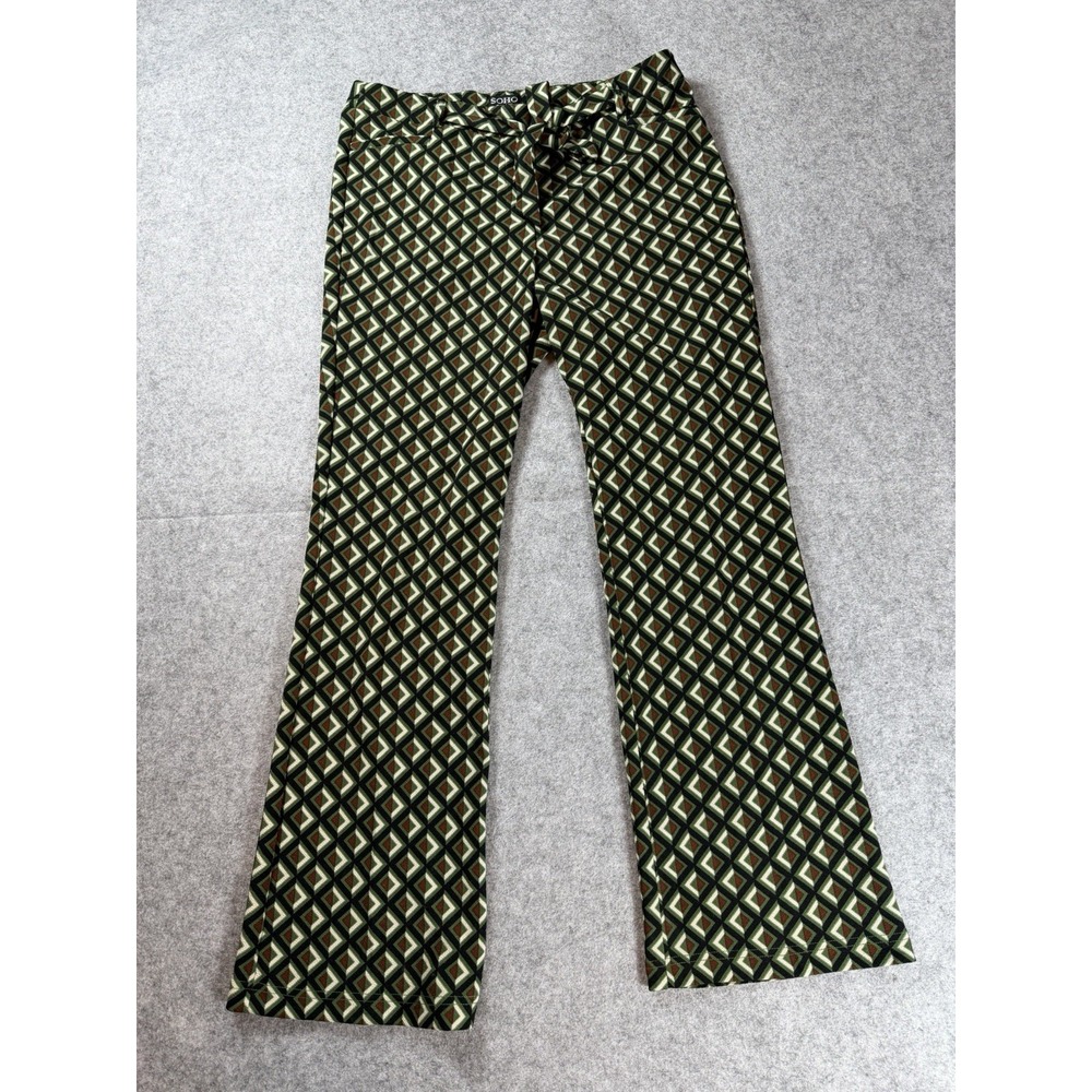 SOHO Apparel LTD Womens Stretch Pants Large Multi Retro 60s Boho Geometric